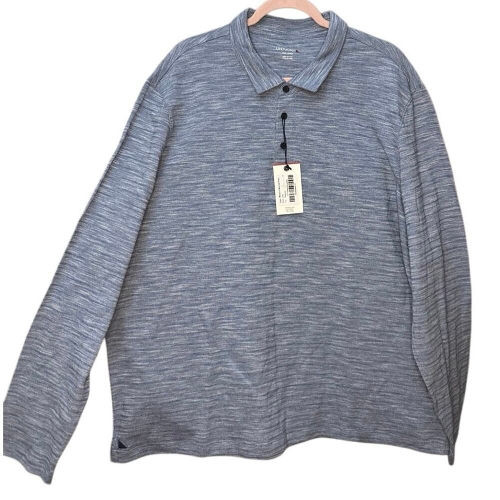 Untuckit Mollard Marled Polo Size XXL Blue Brand‎ New